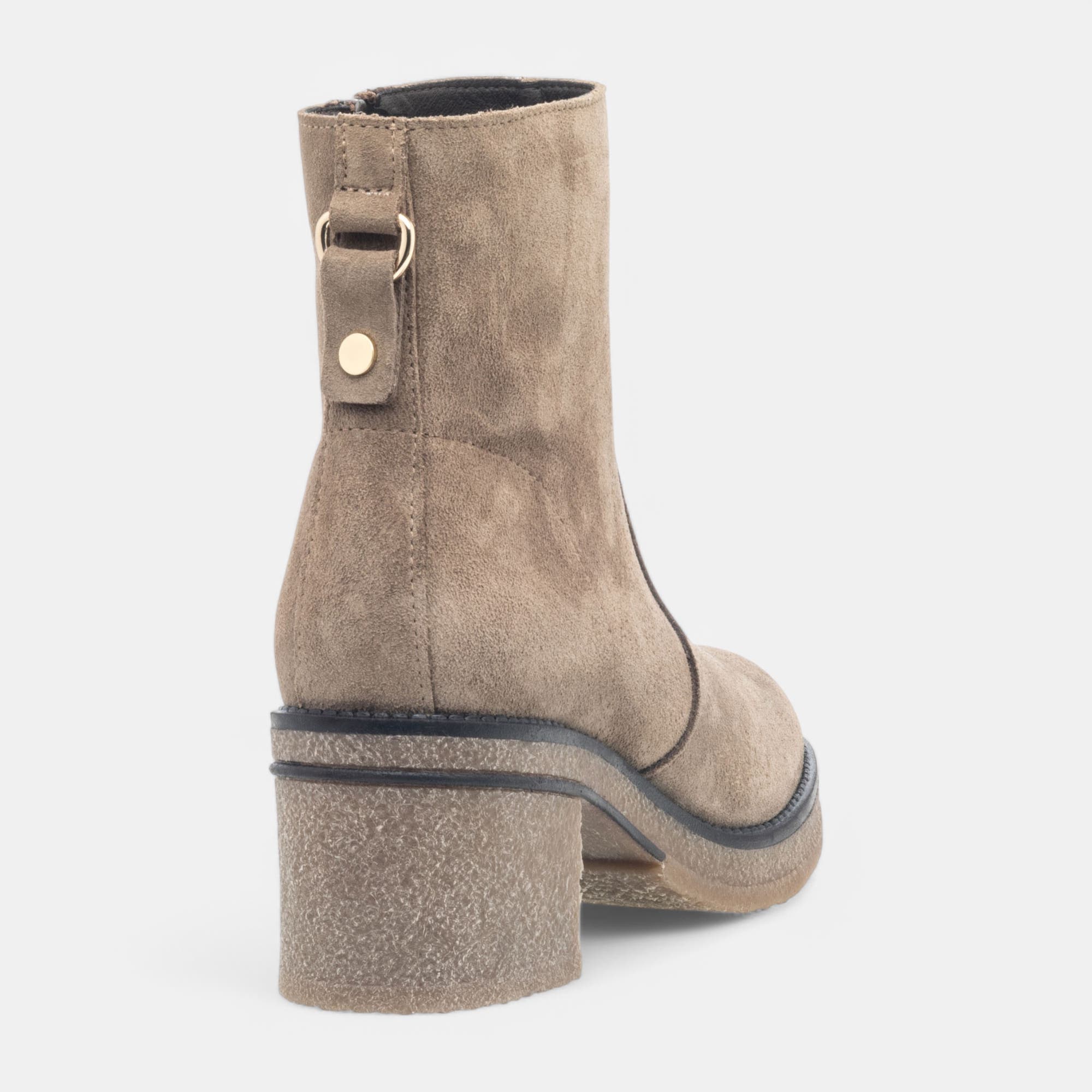 Boots à talon Femme en cuir taupe
