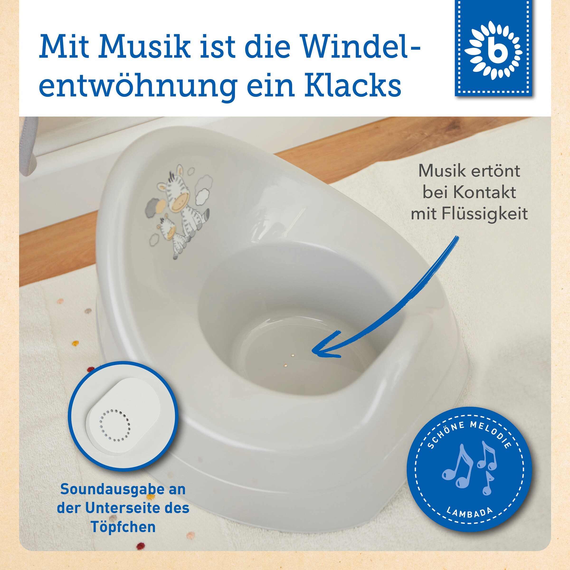 Bieco Töpfchen mit Musik grau Grau