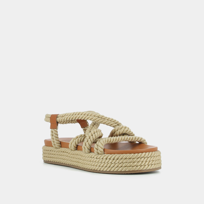Sandales à brides entrecroisées  en corde beige