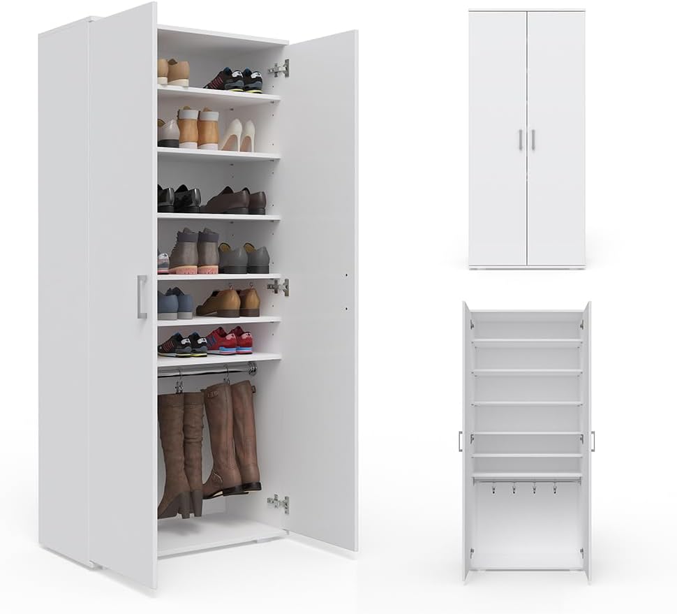 Vicco Schuhschrank Torge, Schuhregal, Weiß, 80 x 178 cm