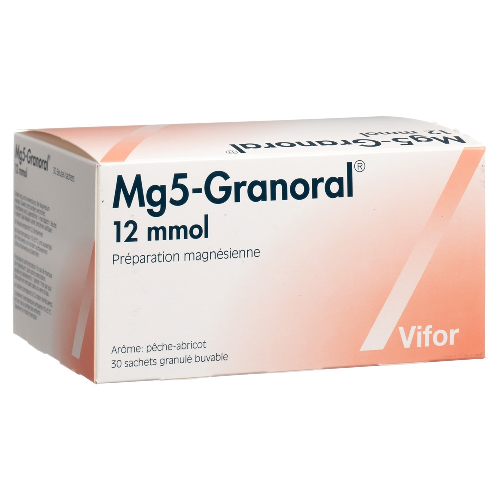 MG5-GRANORAL Gran 12 mmol Pfirsich-Aprikose Btl 30 Stk<br>30 Stück, Beutel, Granulat zur Herstellung einer Lösung zum Einnehmen, Pfirsich-Aprikose
