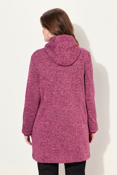 Strickfleece-Jacke, Kapuze, 2-Wege-Zipper, Zipptaschen