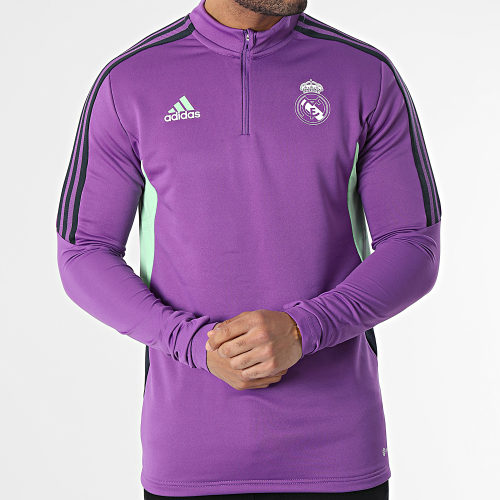 Sweat Col Zippé A Bandes Real HT8803 Violet