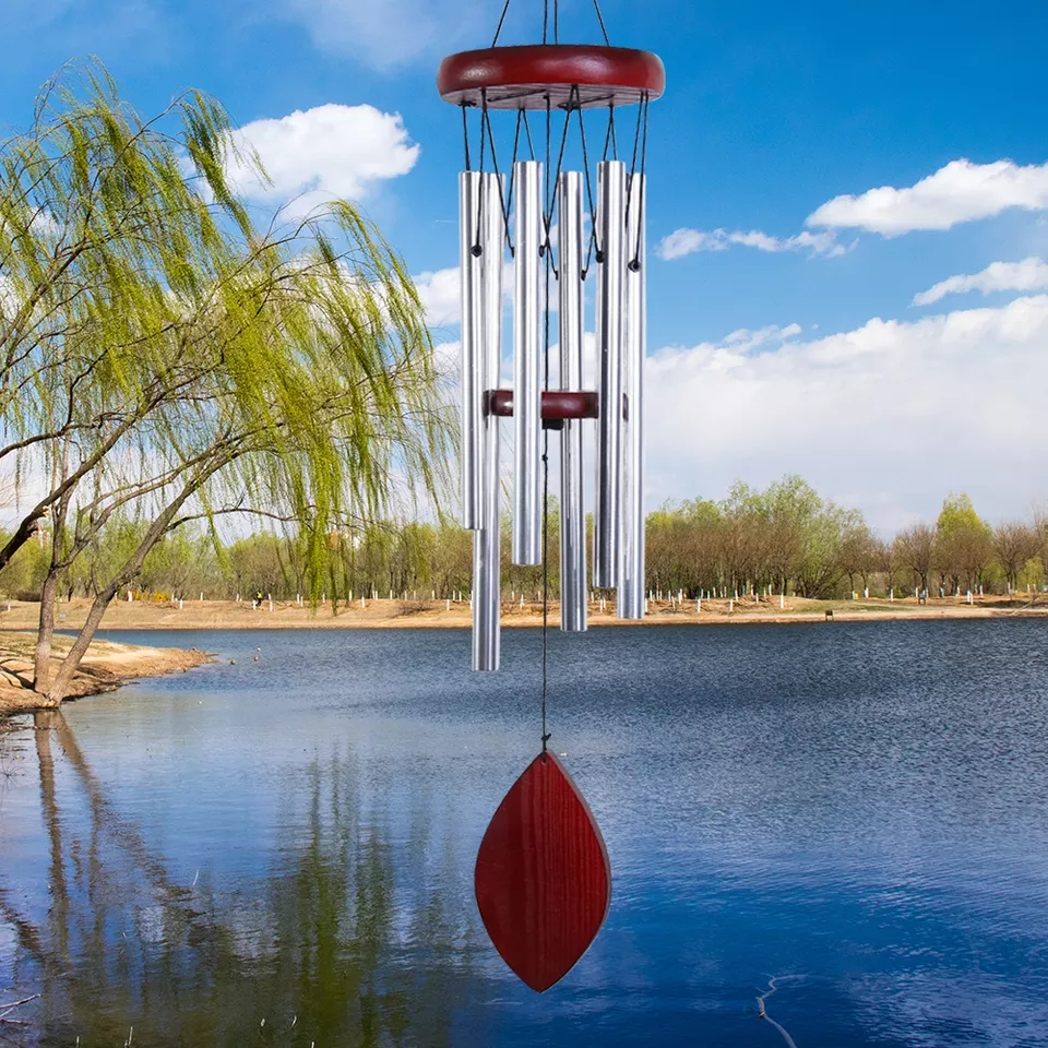 Aluminium Windspiel Outdoor Accessoire Garten Deko Klangspiel - Dunkelbraun