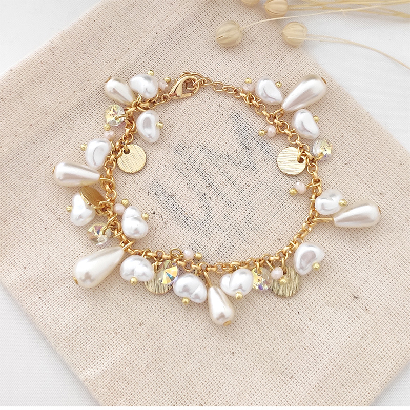 Bracelet - Laiton plaqué or & perles de cultures