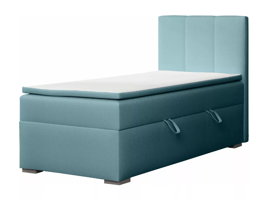 LIT SIMPLE avec tiroir de rangement et surmatelas, côté droit Monaco Mini 100x200 cm, Soft 08 (Bleu pastel)