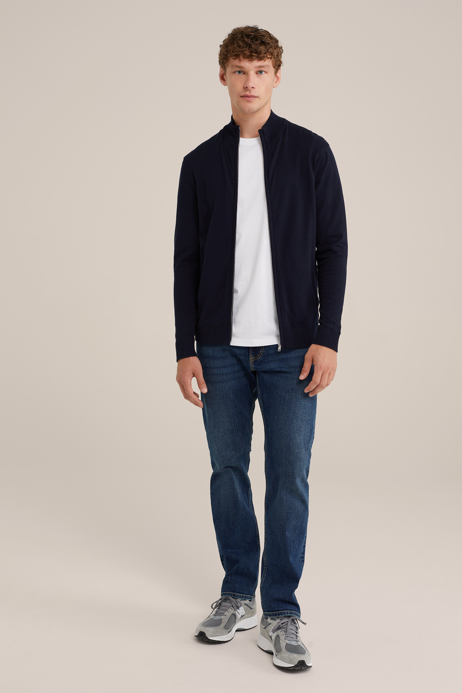 fijngebreide vest Fundamentals Donkerblauw
