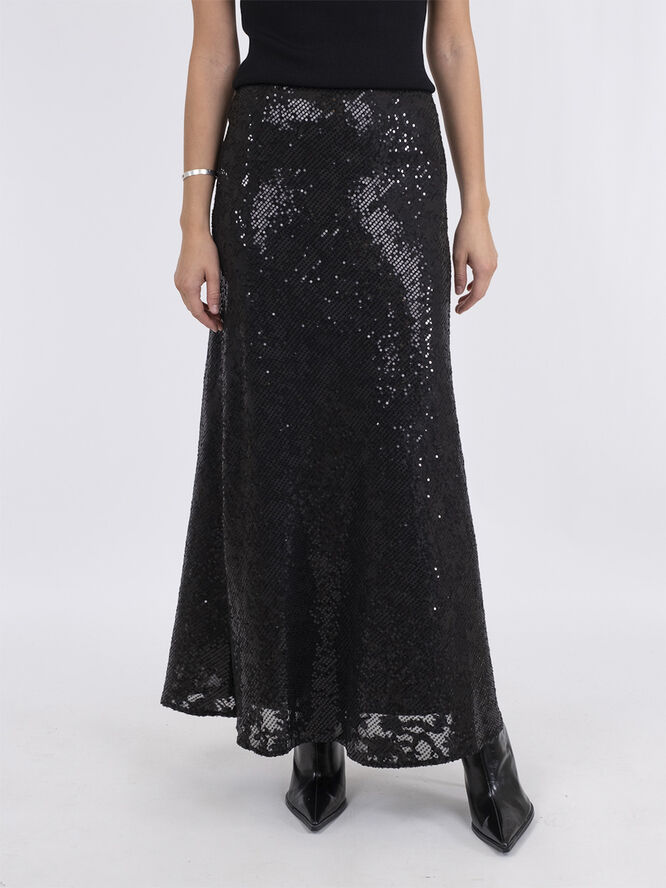 Neo Noir Vicky Sequins Skirt Sort