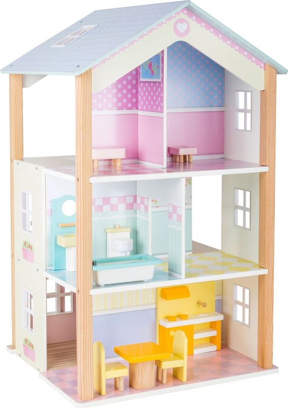 Poppenhuis - 3 Verdiepingen + 15 Meubels