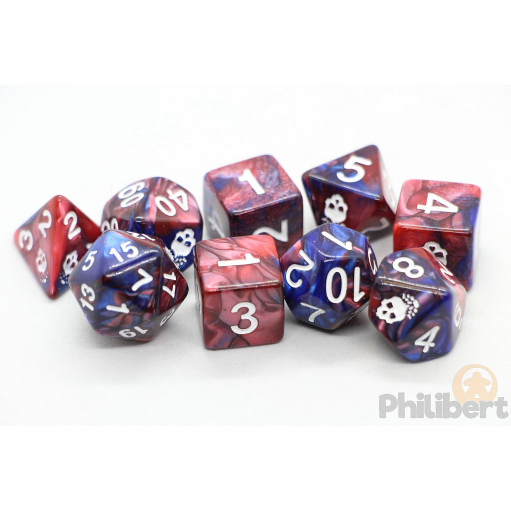 Set de 9 Dés JDR Elder Dice: Mark of the Necronomicon (Bone White on Blood)