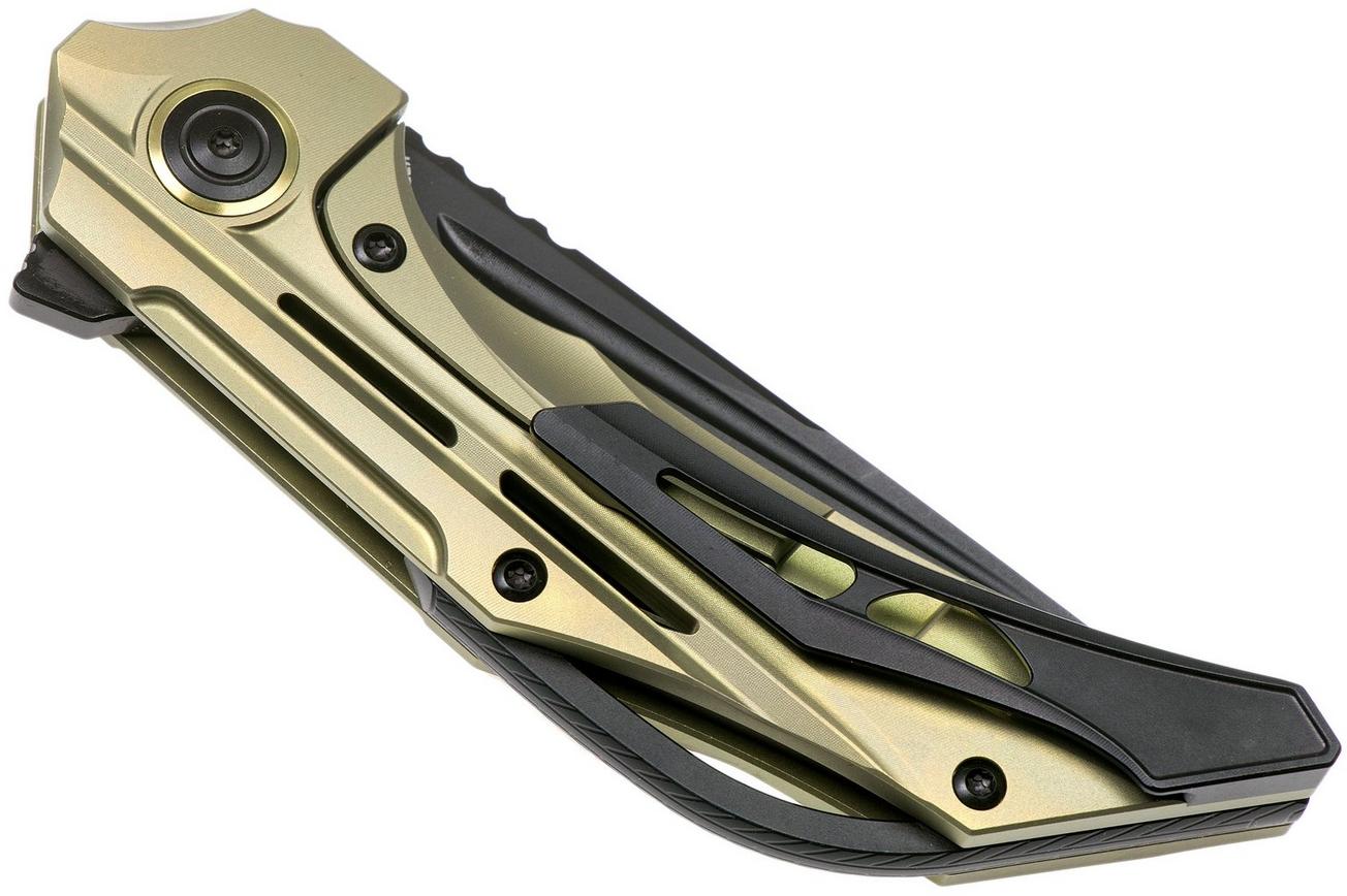 Bestech Vigil BT2201E Gold Blasted Titanium, Black zakmes, Kombou design