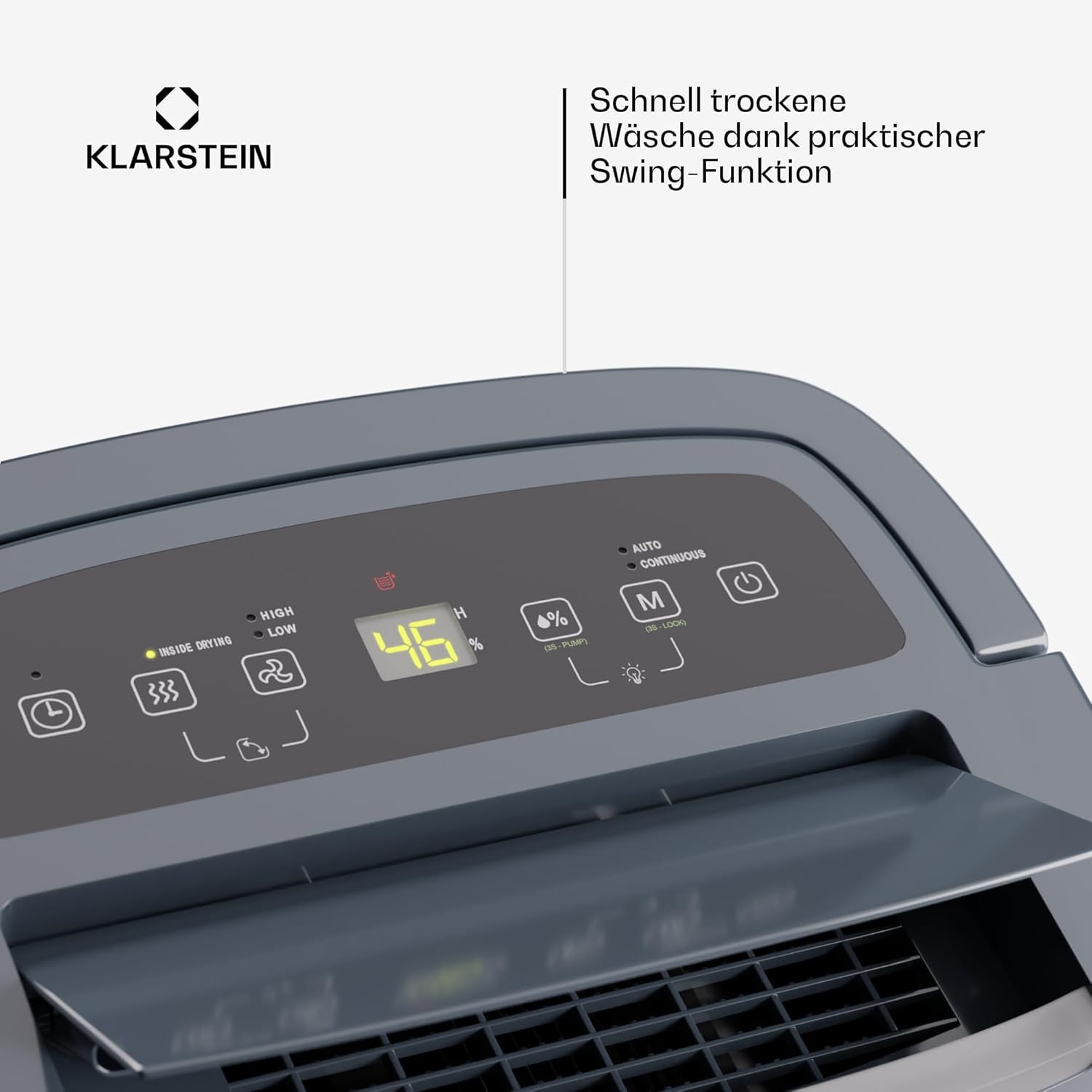 Klarstein DryFy Connect 40L Smart Luftentfeuchter, 40L/24h, WiFi App Steuerung, 7L Tank, Timer, Elektrischer Entfeuchter für Räume 35-45m², Automatische Abschaltung, Trocknungsmodus, Anthrazit