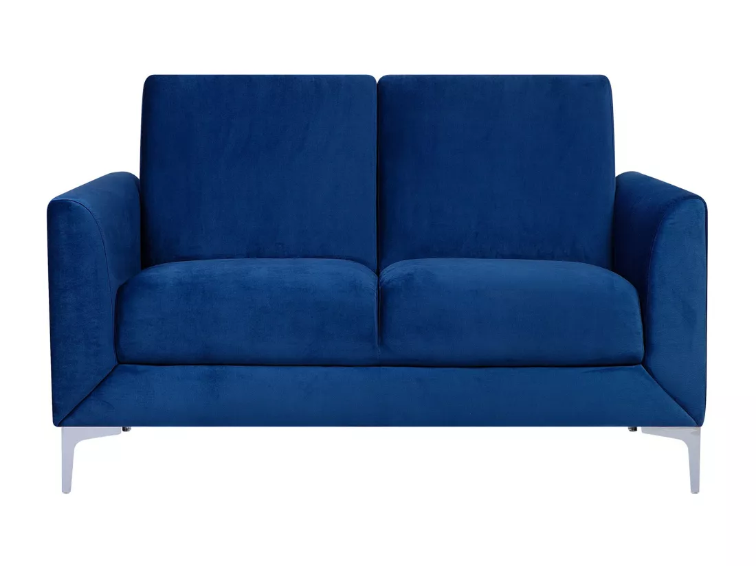 Ensemble canapés et fauteuil en velours bleu marine 6 places FENES