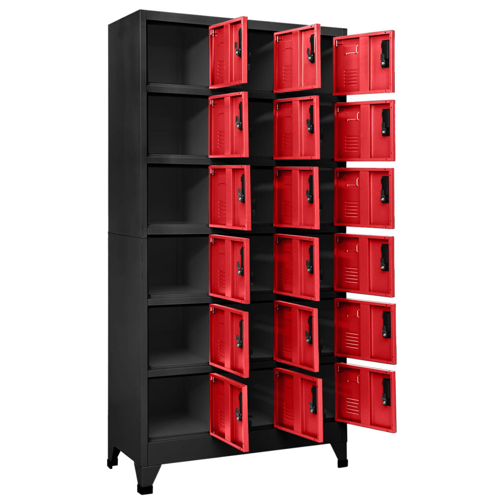 vidaXL Afsluitbare kast antraciet/rood 90x40x180 cm staal