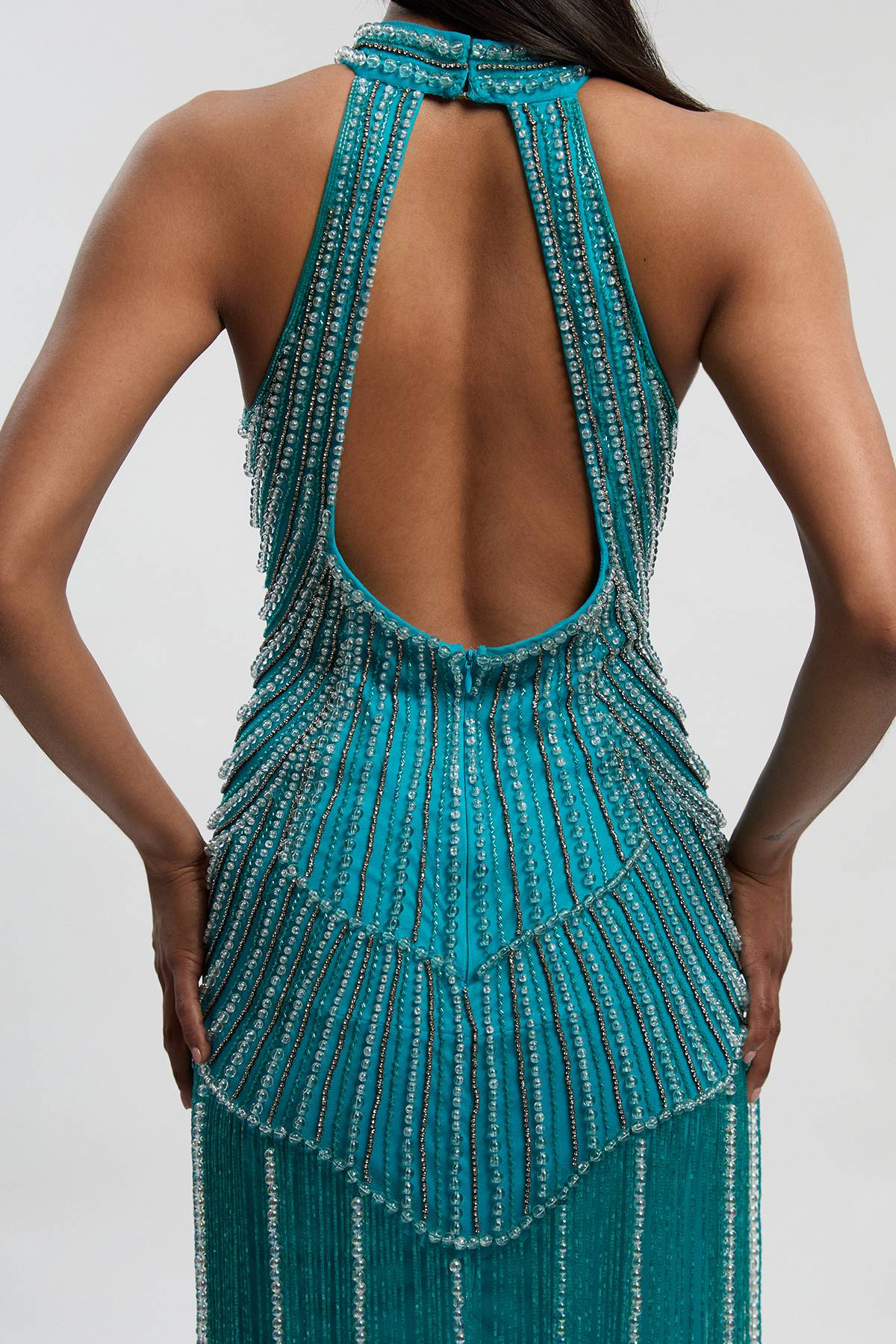 KarenMillen Robe Midi Tissée À Franges Ornée De Cristaux Petite