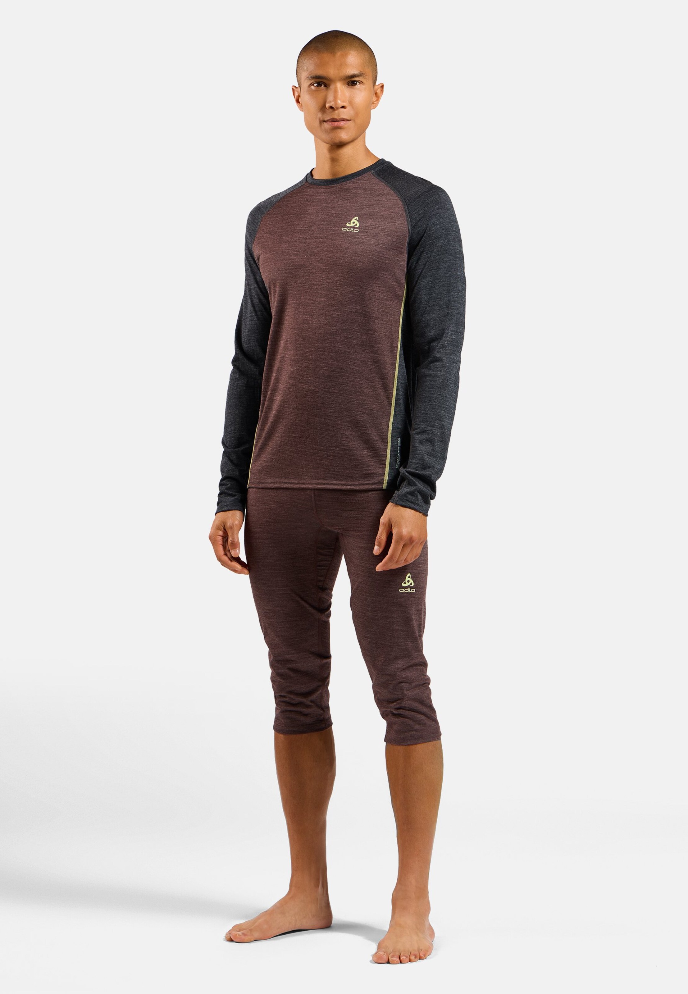 Natural Performance Wool 150 Base Layer Langarmshirt in fudge - dark grey melange