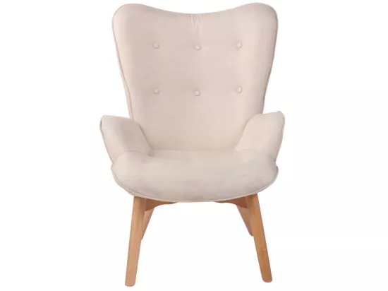 Fauteuil - Tissu & Bois - Crème - Durham