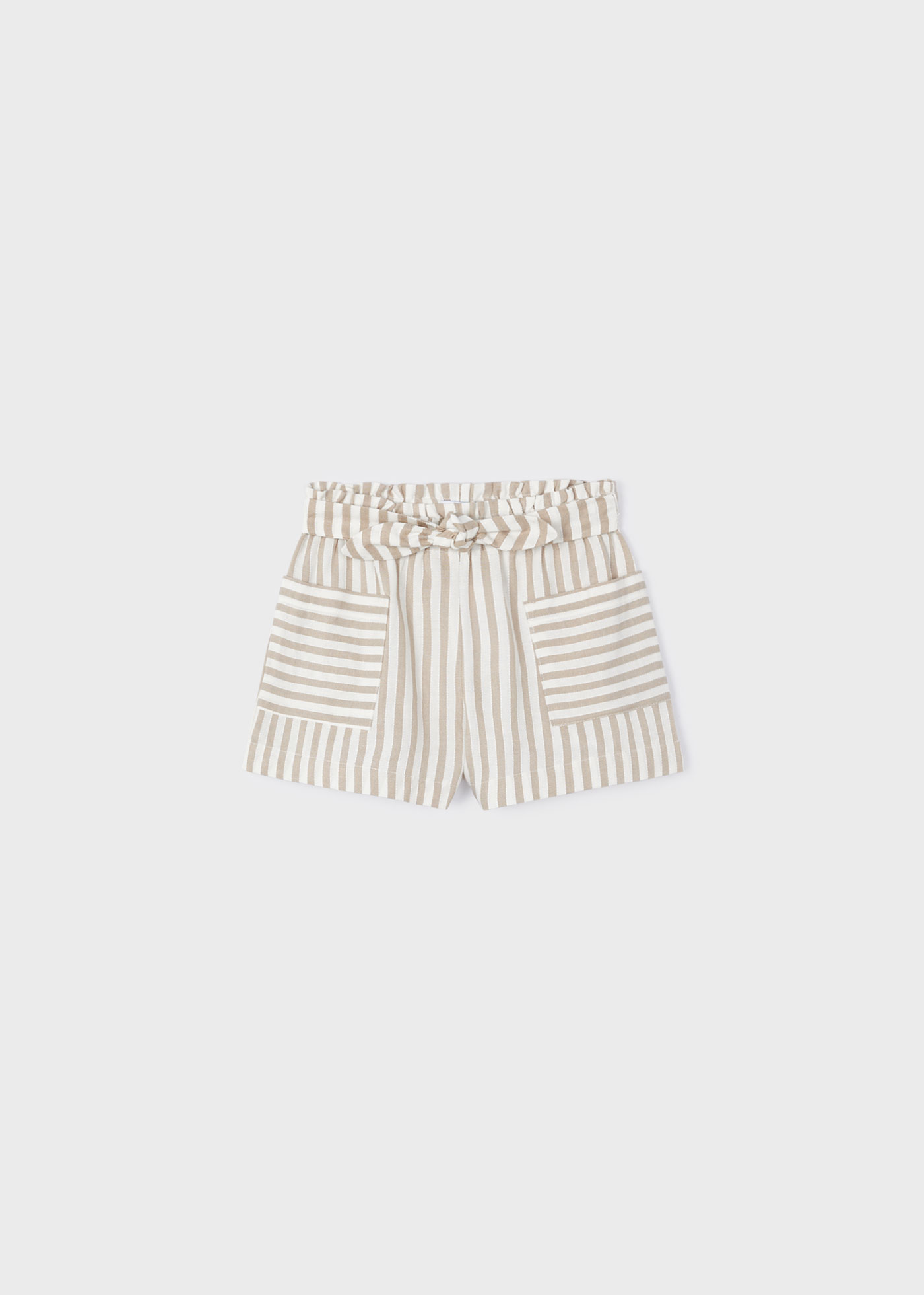 Calções listrados com laço para meninas, cor tinta