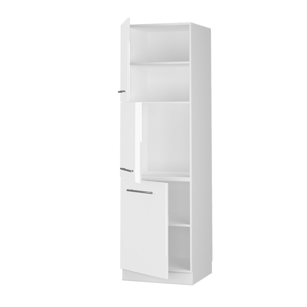 Vicco Herdumbauschrank Küchenschrank Küchenmöbel Fame-Line Weiß 60 cm modern Hochglanz Küche Einbauküche Blende Herdschrank Hochschrank Küchenzeile Drehtür Einlegeboden