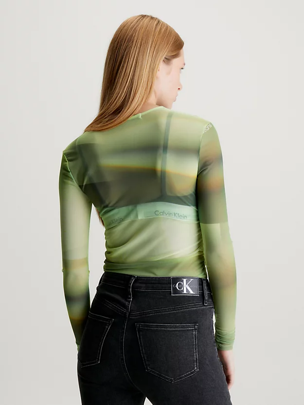 Blusa de manga comprida em malha estampada
