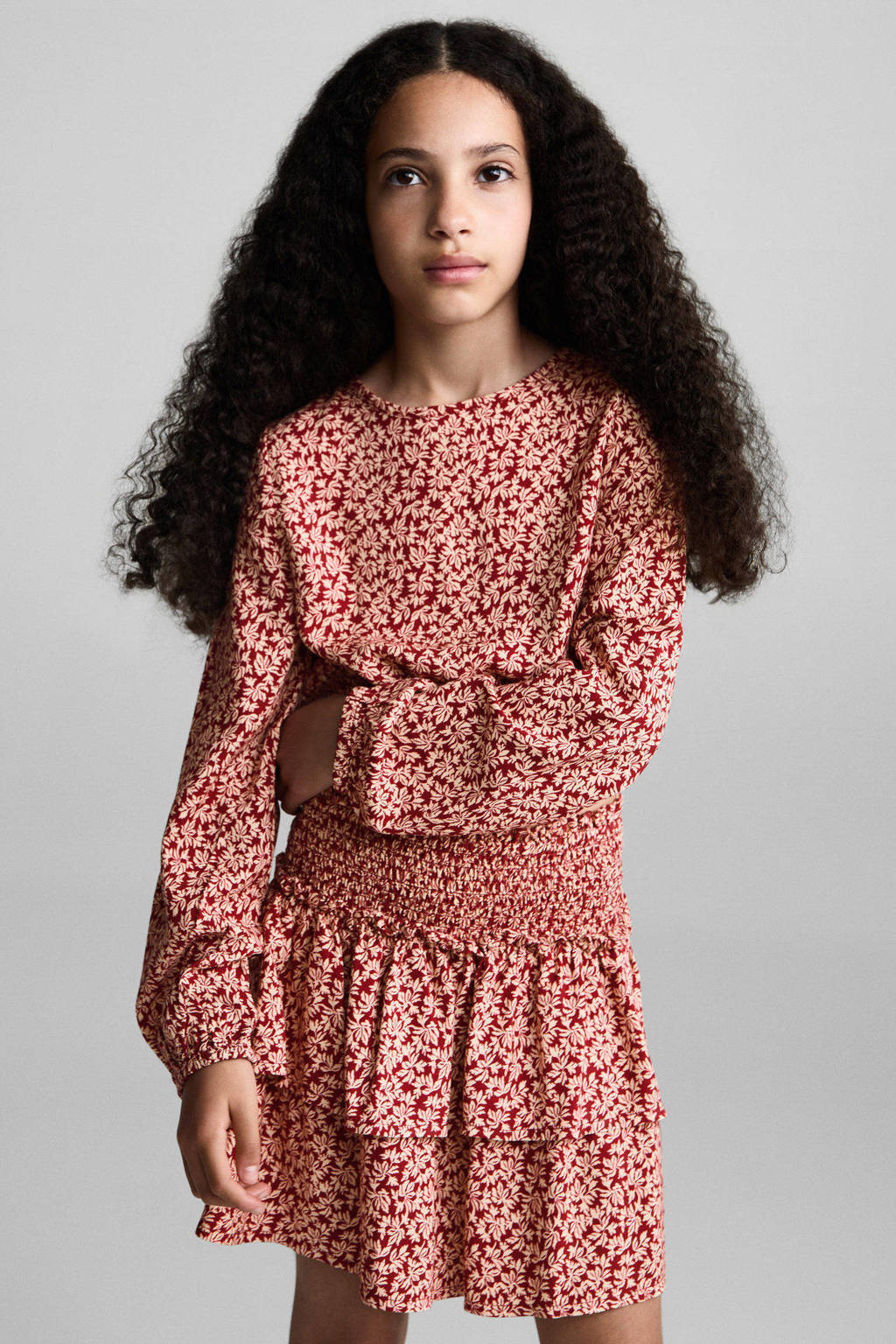Mango Kids longsleeve met all over print donkerrood