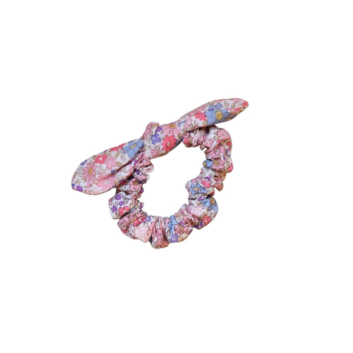 Chouchou cheveux fleuri bleu et rose Jolie saison