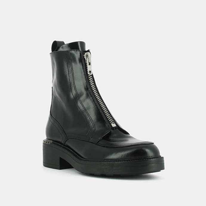 Bottines à fermetures éclair  en cuir noir