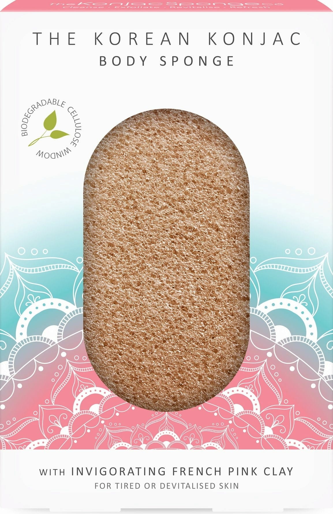 The Konjac Sponge Company  Mandala Konjac Body Sponge Pink Clay