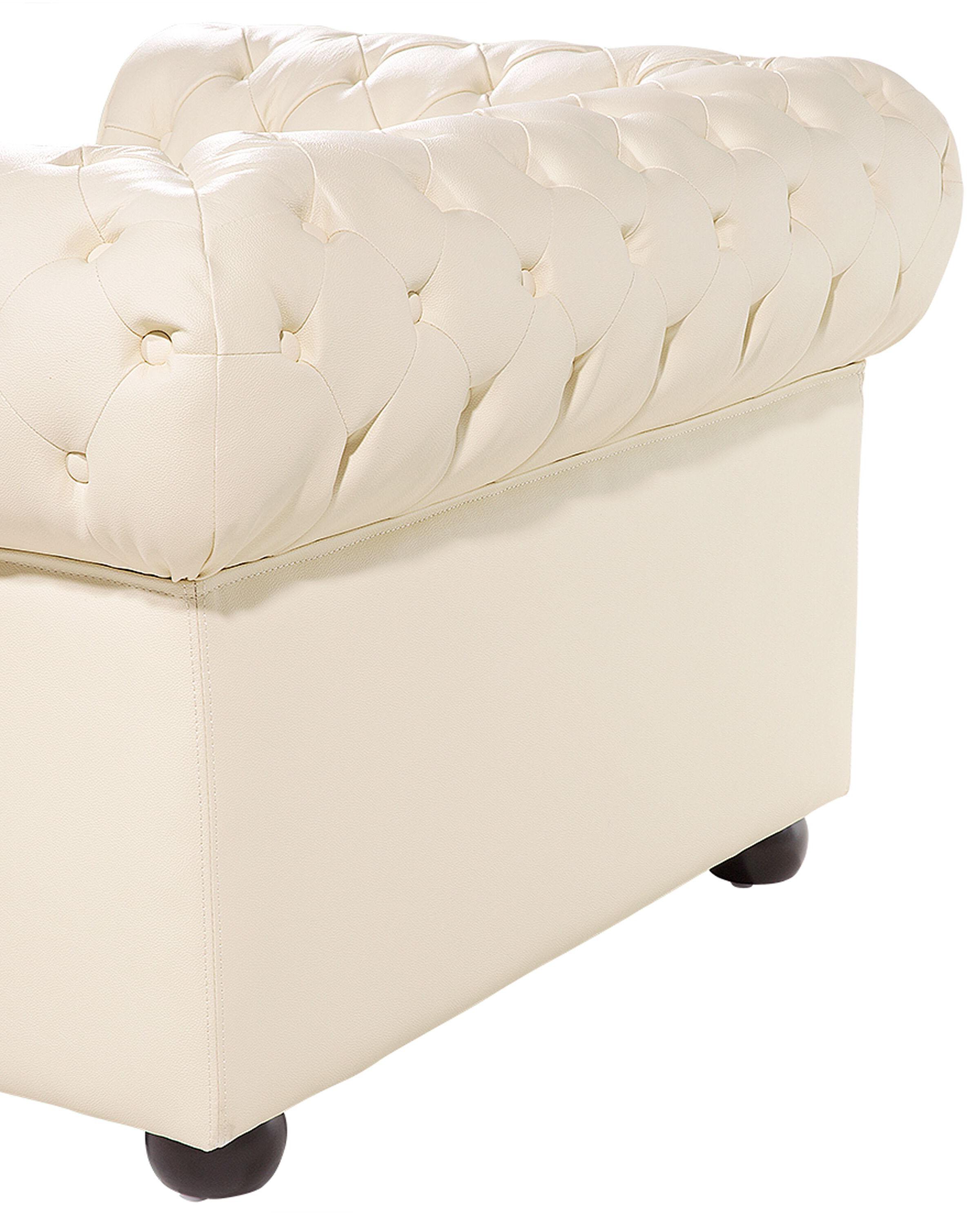 Fauteuil CHESTERFIELD Leer Lichtbeige