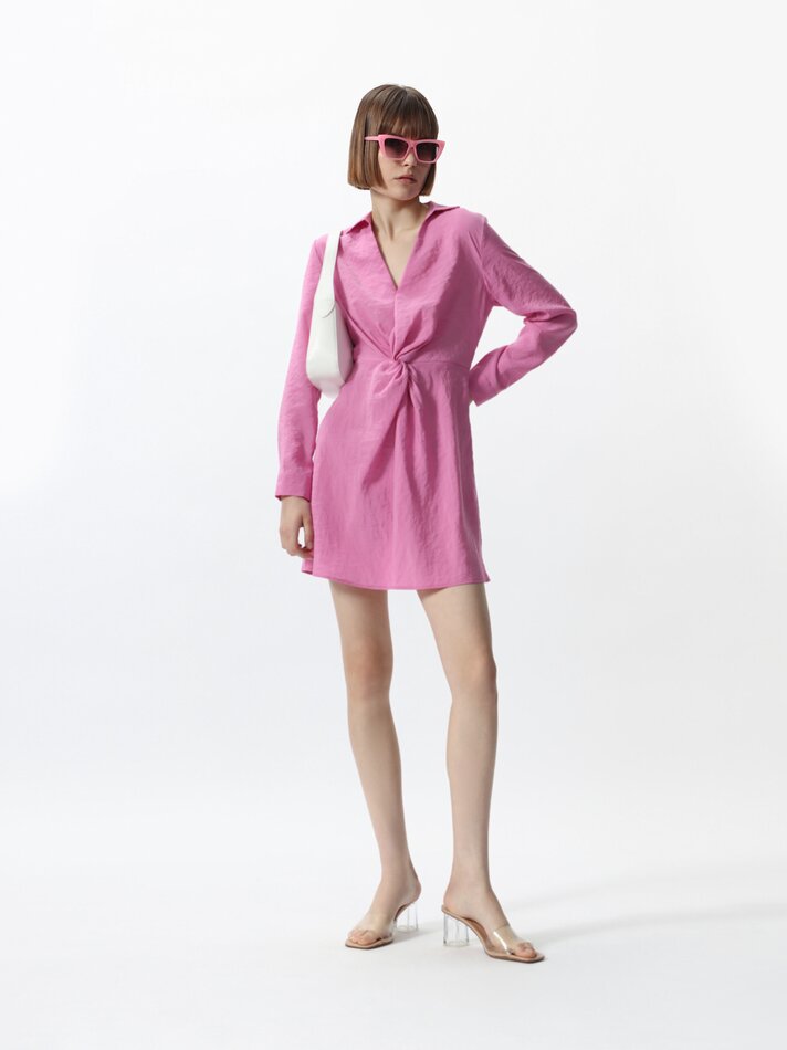 Vestido curto envelope - Rosa