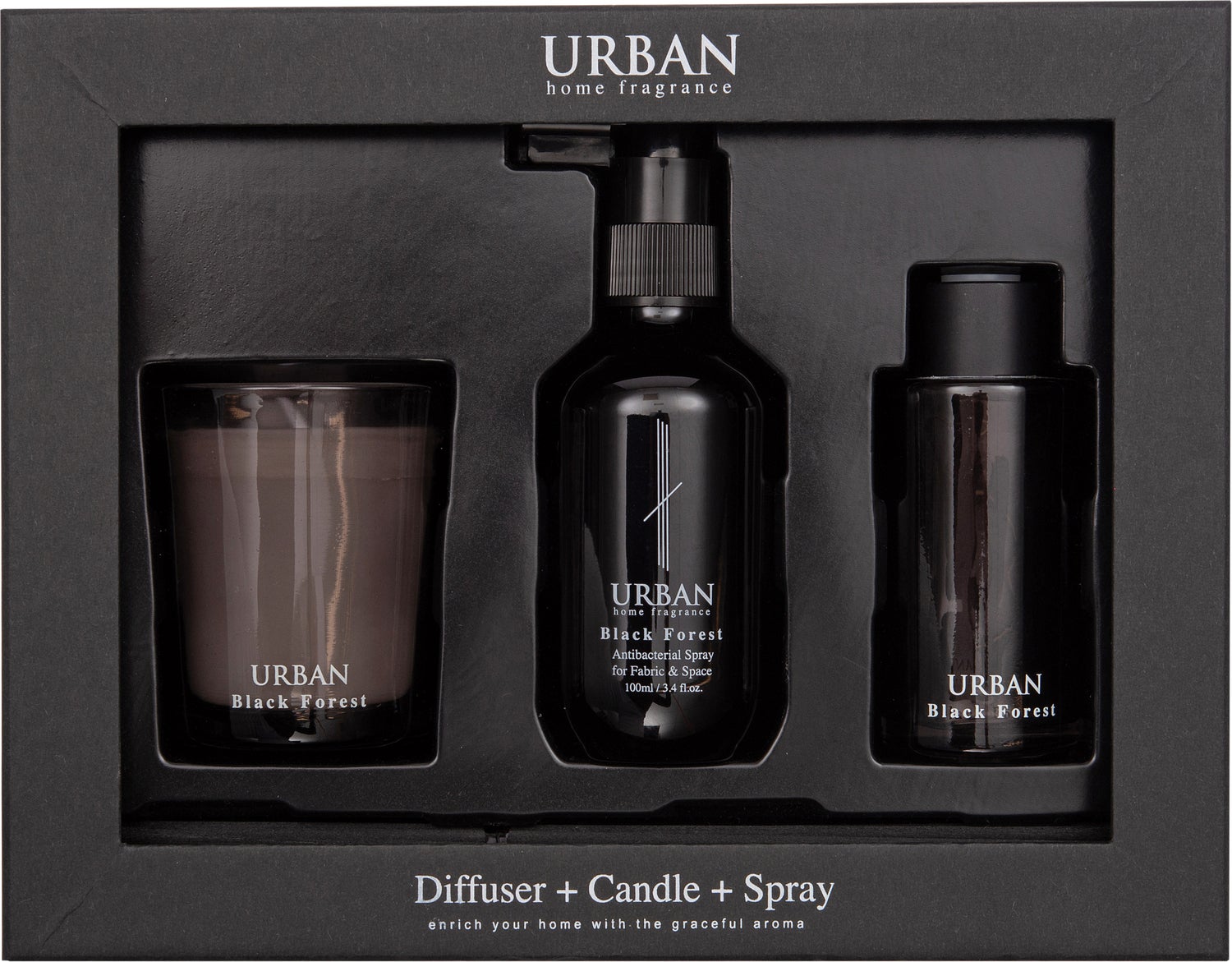 Intratuin geurset Urban Black Forest grijs 22,3 x 6,3 x 17,4 cm