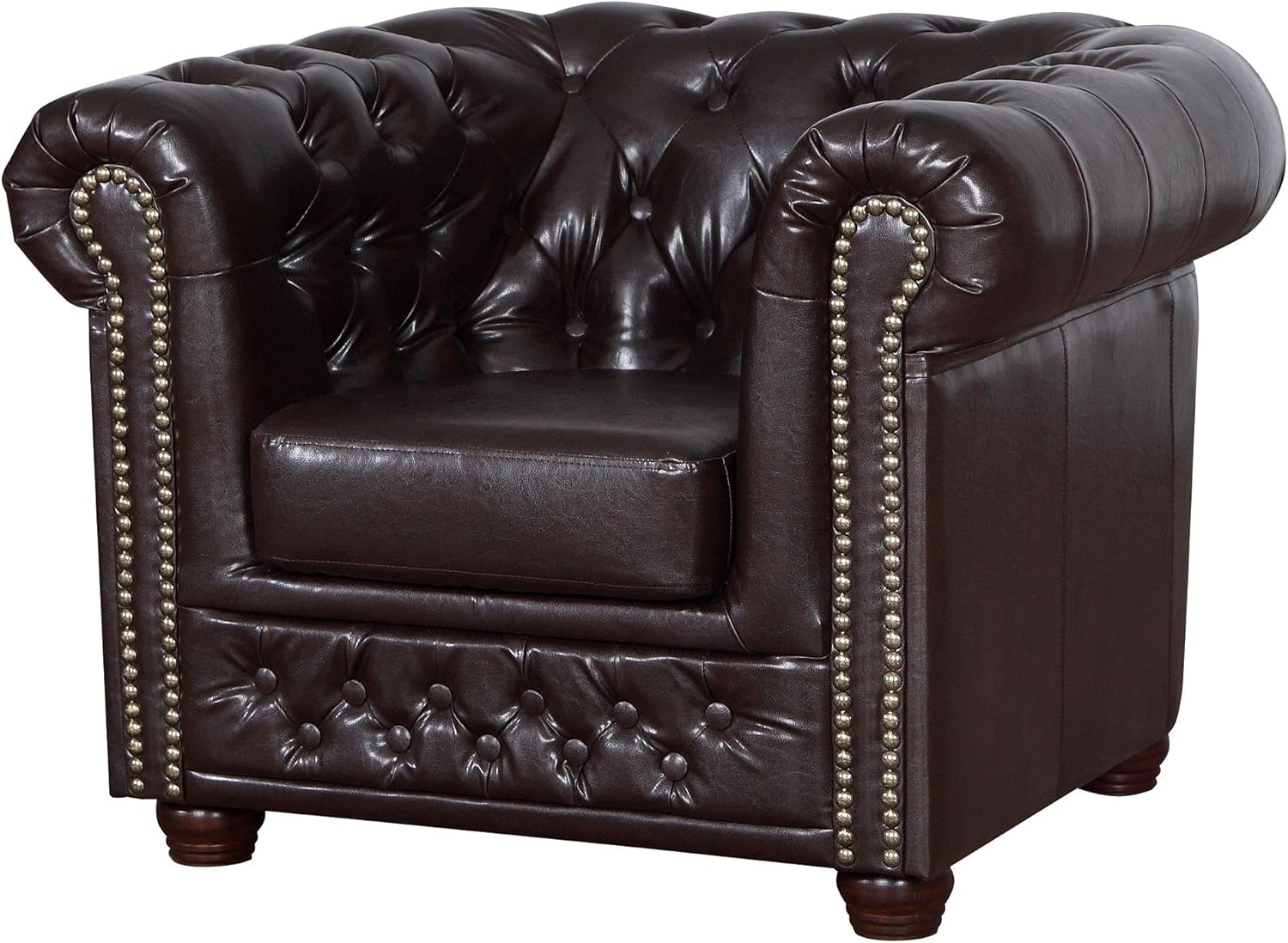 Chesterfield Sessel 1 Sitzer in Kunstleder Vintage braun Couch Polstersofa Sofa