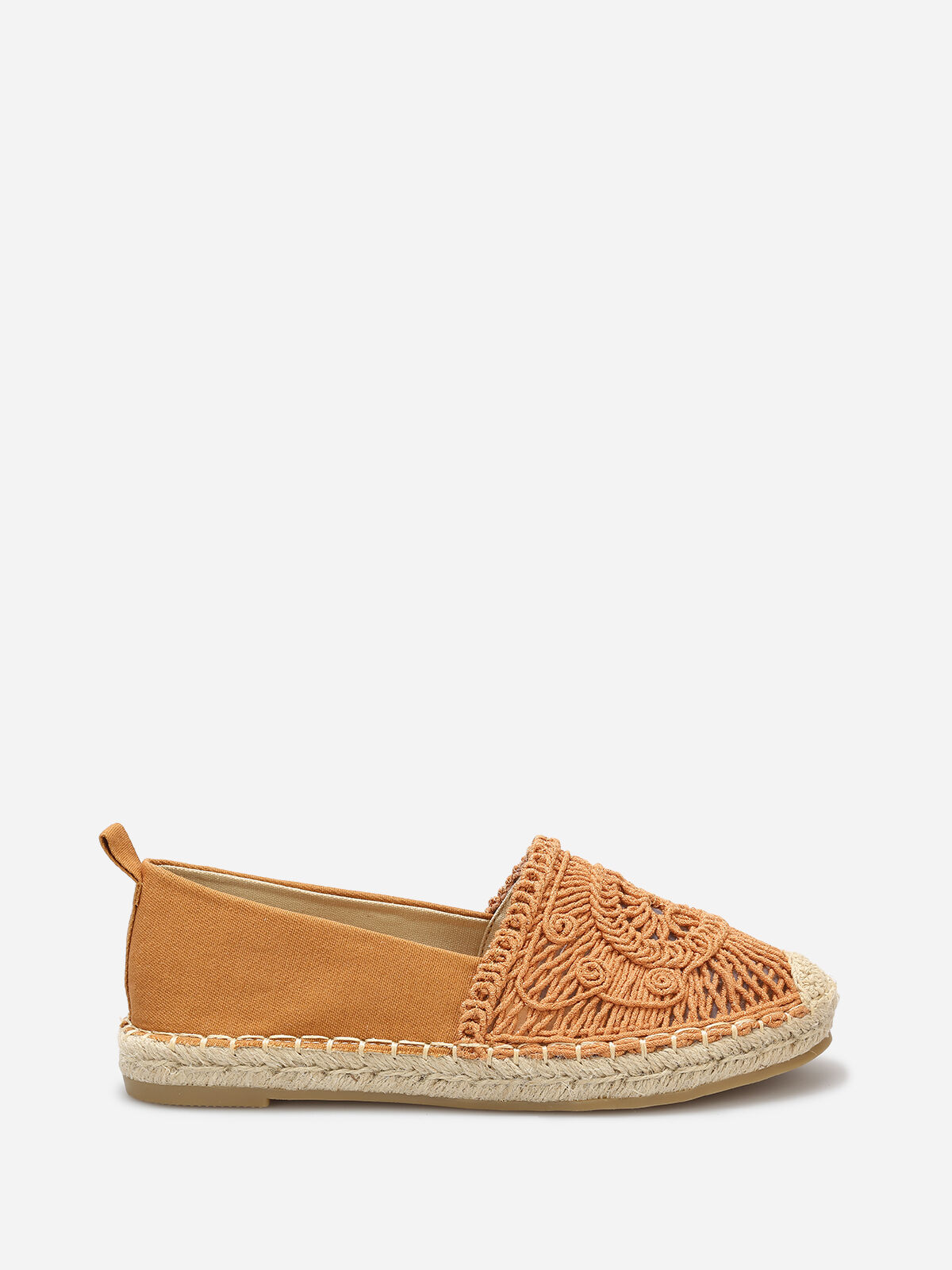 Espadrilles en tissu et crochet- Camel