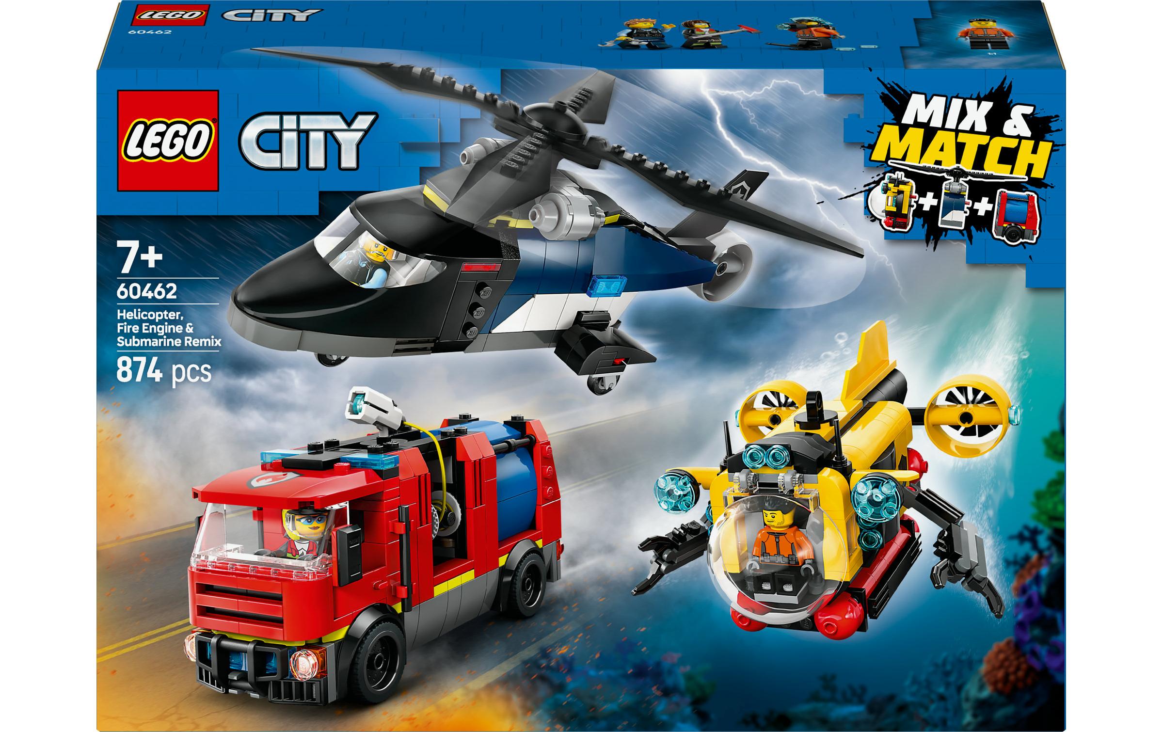 City Hubschrauber, Löschauto und U-Boot 60460Vielseitiges Konstruktionsspielzeug zur Förderung der Kreativität und Fantasie