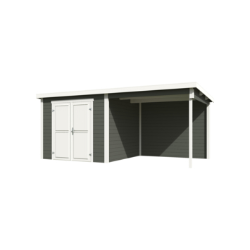 Tuinhuis met overkapping Lars vurenhout groen/wit 500 x 250 cm