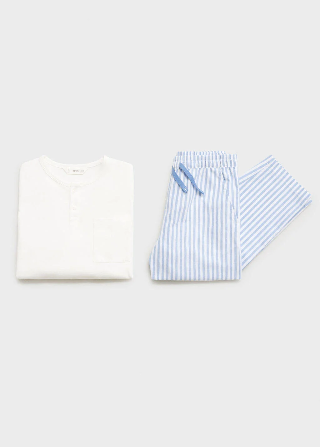 Mango Kids pyjama lichtblauw/wit