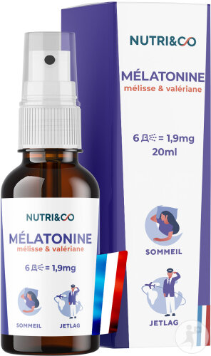 Nutri&Co Mélatonine 1,9mg Avec Mélisse Et Valériane Végan Format Spray 20ml