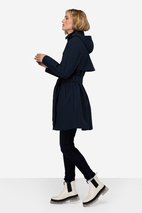 Trenchcoat, Kapuze, Bindegürtel, Langarm