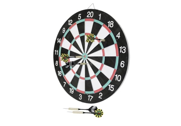 HOME It® dobbeltsidede dartskive med 6 pile Ø41×1,1 cm