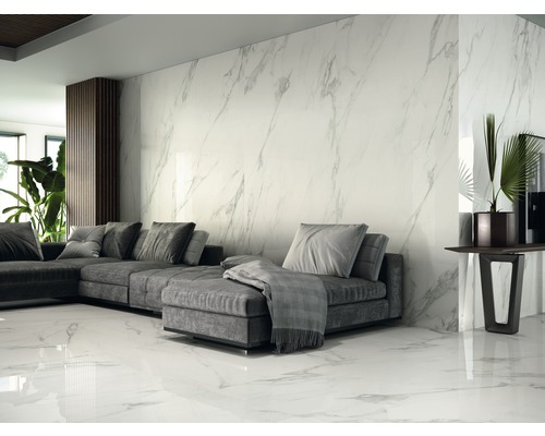 Porseleinen wand- en vloertegel Eterna wit 120 x 120 x 0,9 cm gepolijst