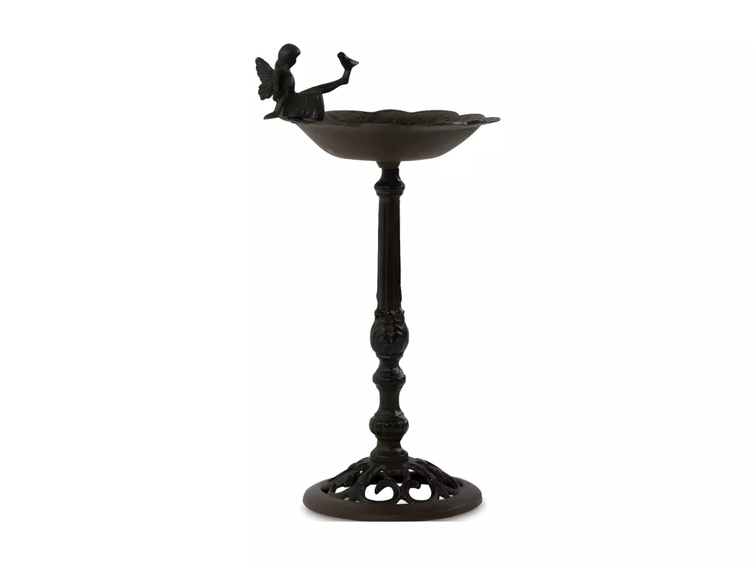 Abreuvoir oiseau ange sur pied fonte Fonte Marron - Décoration d'Autrefois