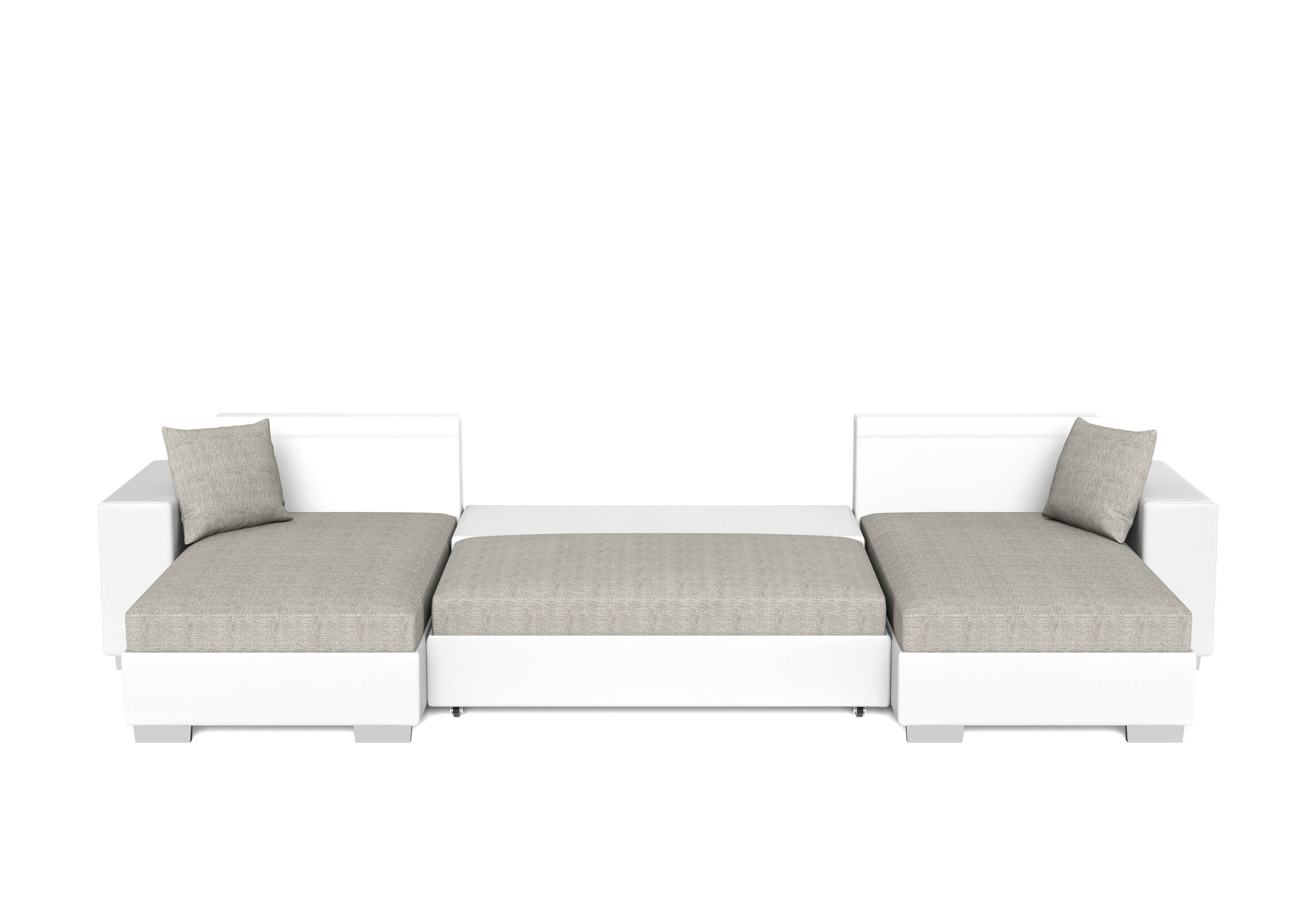 Sofa mit Schlaffunktion EROS U-Form grau/weiss