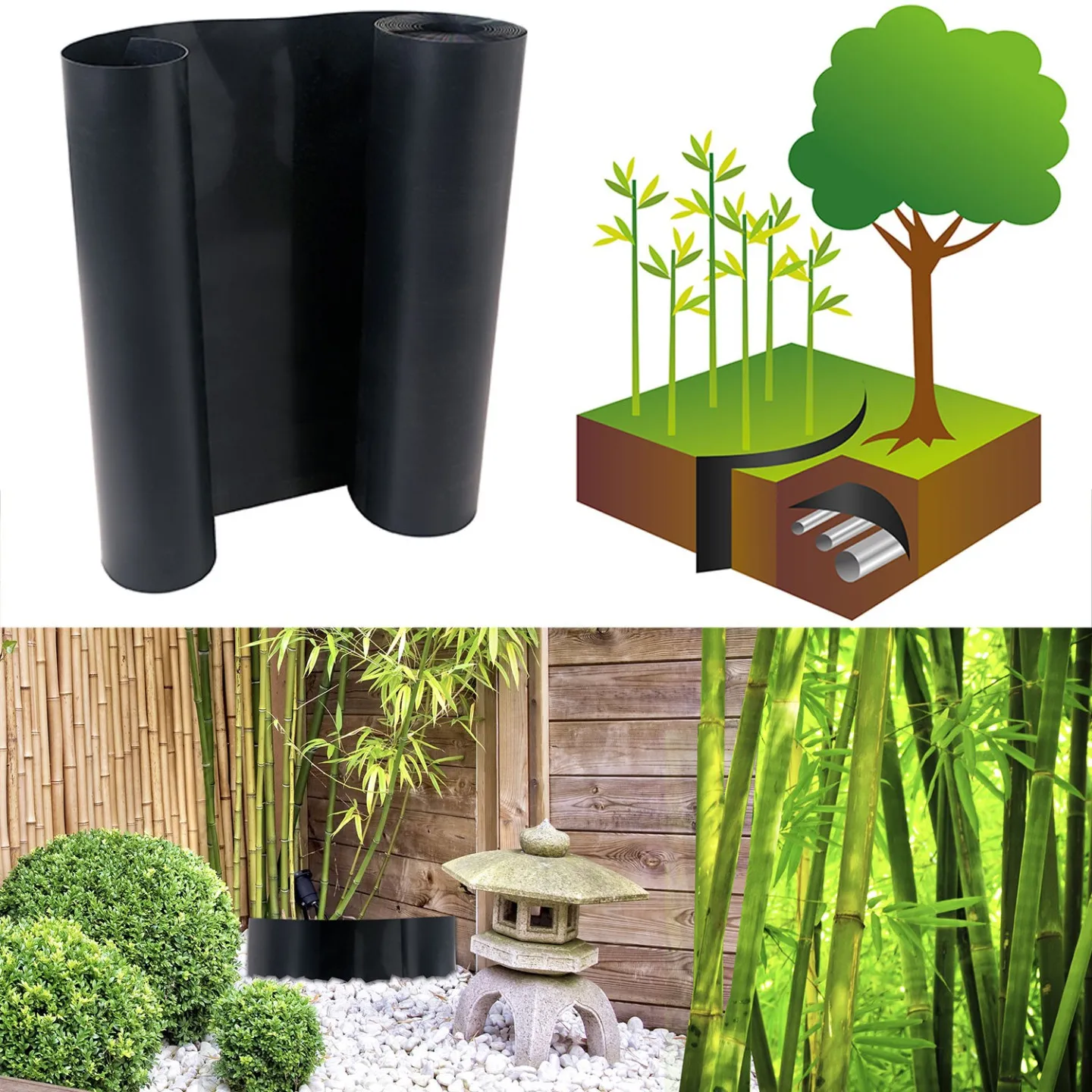Barrière anti-racines bambou 5m 800gr anti-rhizomes H.60 cm