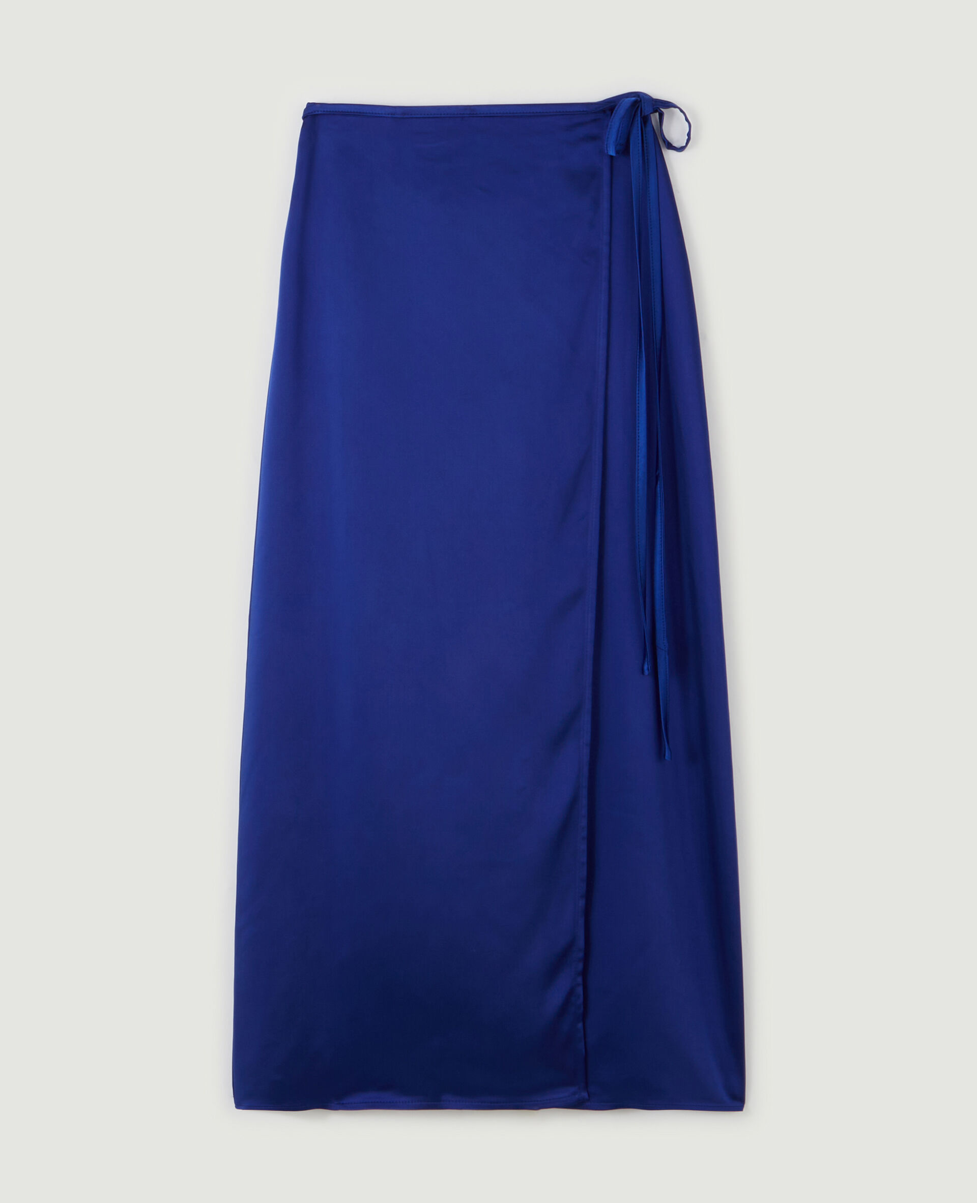Jupe portefeuille en satin - Bleu électrique