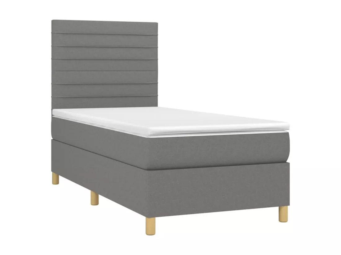 Sommier tapissier avec matelas et LED Gris foncé 90x190cm Tissu