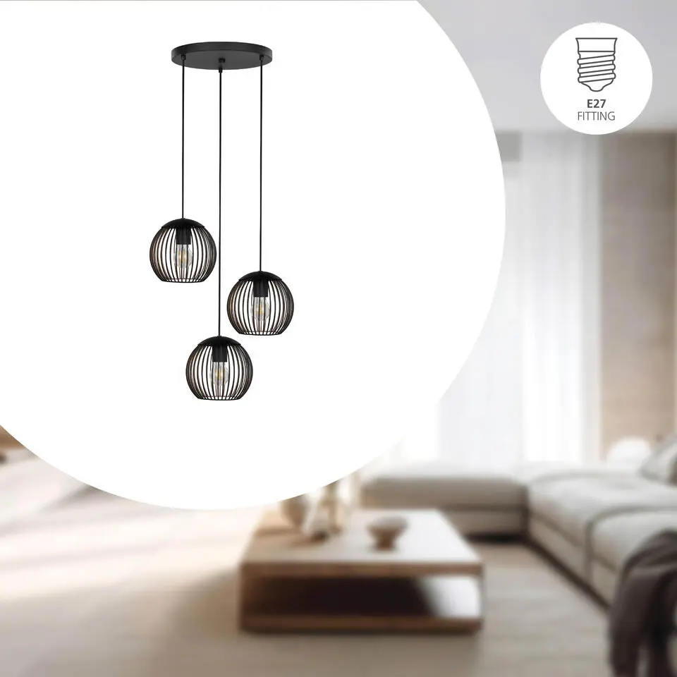 EGLO Almanzora Hanglamp - E27 - Ø 46.5 cm - Staal - Zwart/Koper