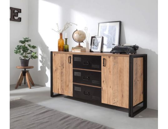 CONCEPT1 - Bahut Cosmo rio atlantic pine black 160 x 45 x 80cm