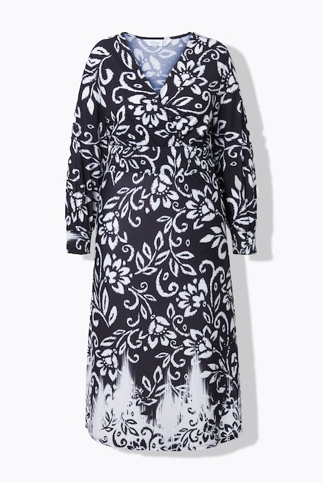 Maxikleid, A-Linie, Alloverdruck, Langarm