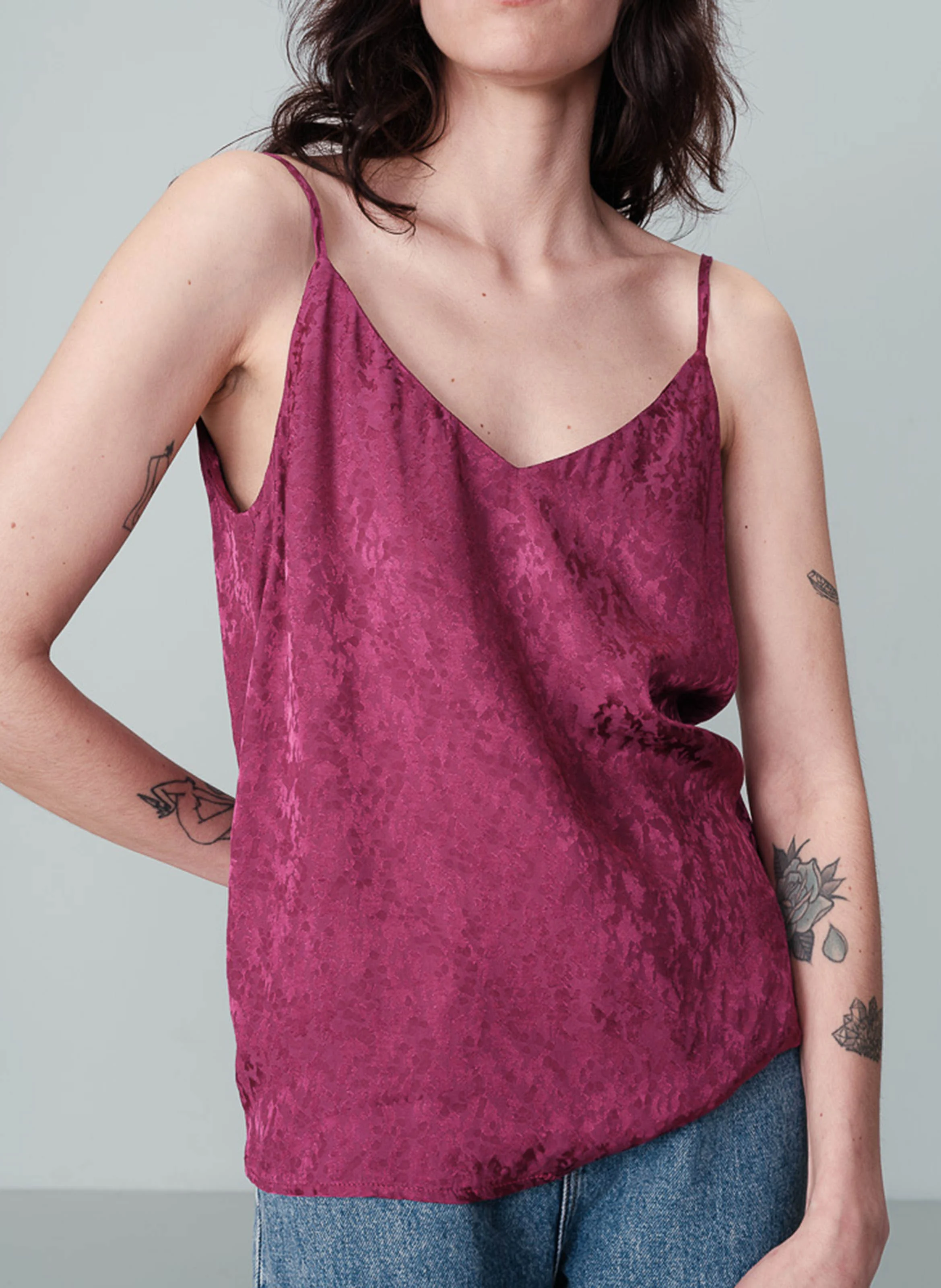 NISRINE - Débardeur droit en jacquard | Rose