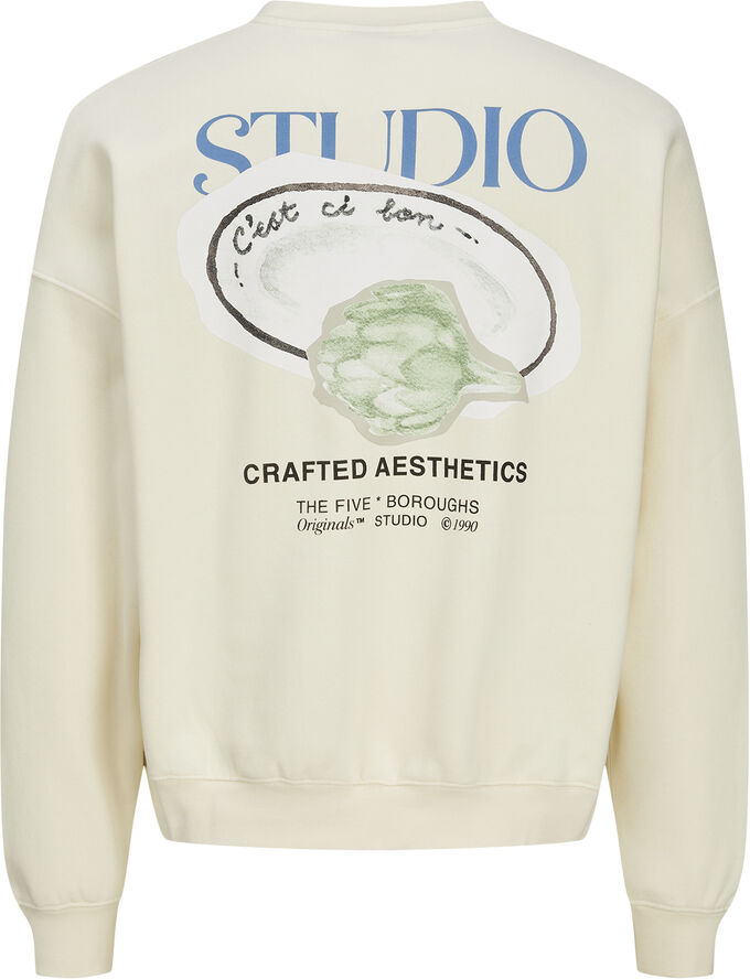 Jack & Jones JORBROOKLYN GRAPHIC SWEAT CREW NECK Antique white